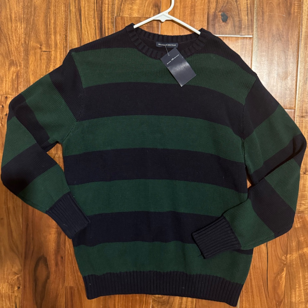 Brandy Melville Striped Green and Blue Oversized Sweater